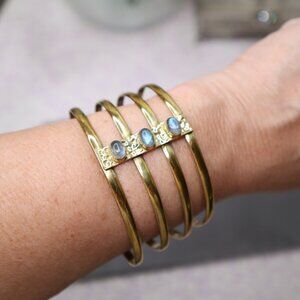 Four Bar Labradorite Stone Cuff